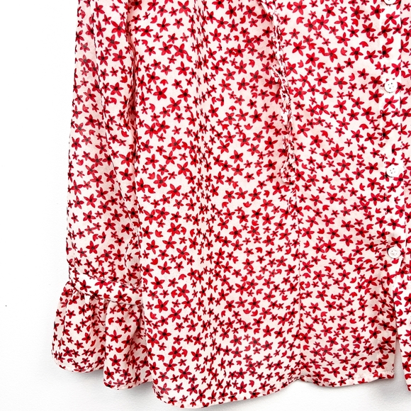 Dynamite Red and White Floral Button-Up Blouse - Picture 6 of 10